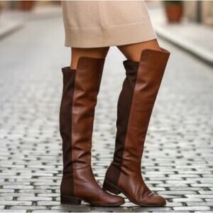 Franco Sarto Leather Over the Knee Riding Boots Equestrian Brown Size 8.5